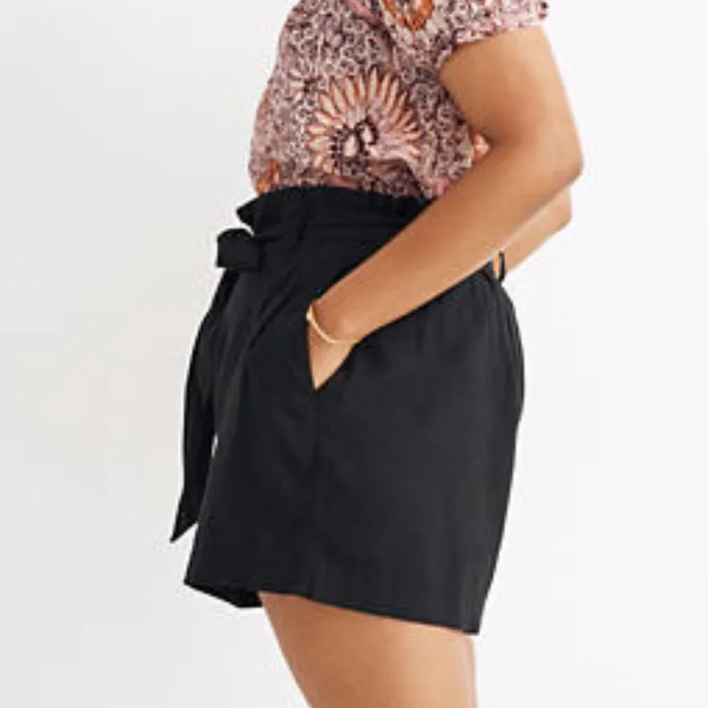 Madewell Black High Waist Paperbag Shorts Size 6 - Picture 2 of 8